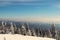 View on frost Tatra mountains from Lysa hora, in Czech republic