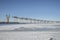 View of the frozen gulf of Finland and construction of the WHSD central section. Saint Petersburg
