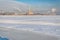 A view of the frozen Neva river Peter and Paul fortress from the Spit of Vasilievsky island.