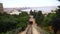 View of a funicular railway used to go up and down the hills