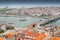 View from the Galata Tower across the Galata Bridge and Golden Horn to Eminonu district, Istanbul, Turkey