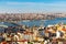 View from Galata Tower of Golden Horn bay with Ataturk Bridge, Istanbul