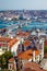 The view from Galata Tower to Galata Bridge with the old houses