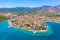 View of Galaxidi village with colorful buildings, Greece