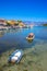 View of Galaxidi village with colorful buildings, Greece