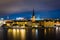 View of Galma Stan at night, from MonteliusvÃ¤gen, in SÃ¶dermalm