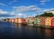 View From Gamle Bybru Bridge To The Coloured Wooden Waterfront Of Bakklandet In Trondheim At The Nidelv River