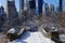 View of Gapstow bridge during winter, Central Park New York City . USA