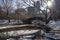 View of Gapstow bridge during winter, Central Park New York City . USA