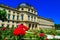 View from the garden to baroque palace Wurzburgr Residenz, which is the main sights of city and UNESCO World Heritage Site.