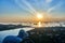 View of the Gardens by the Bay and the Flower Dome during sunrise