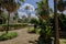 View of gardens in the Lope de Vega Theatre in MarÃ­a Luisa Park in Seville, Spain