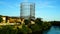 View of the gasometer, a structure designed in the nineteenth century with the aim of storing city gas near the Tiber river in Rom