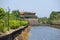 View of the gate and the protective moat of the Forbidden Purple city. Vietnam