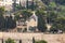 View from the Gate of Repentance or Gate of Mercy of the Mount of Olives and the Dominus Flevit Church - Catholic sanctuary church