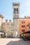 View at the Gate of San Michele in the streets of Riva del Garda in Italy