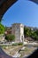 View through gate of Tower of the Wind-gods in Roman Forum and A