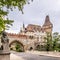 View at the Gatehouse Tower , entrance to Vajdahunyad Castle in Budapest - Hungary