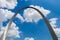 View of The Gateway Arch in St. Louis, Missouri with blue sky w