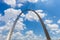 View of The Gateway Arch in St. Louis, Missouri with blue sky w