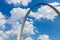 View of The Gateway Arch in St. Louis, Missouri with blue sky w