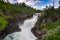View of the Gaustafallet waterfall in northern Sweden