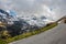 View from the Gavia pass, an alpine pass of the Southern Rhaetian Alps, marking the administrative border between the provinces of