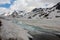 View from the Gavia pass, an alpine pass of the Southern Rhaetian Alps, marking the administrative border between the provinces of