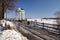 View of the gazebo on the embankment of the Volga river