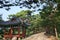 View of the gazebo named äº­æ¹–æšŽmeaning the gazebo at the lake of reflection at the Ulrimji reservoir in Jechun, South Korea