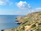 The view Gebel Ben Gorg rock around Dwejra Bay on the Gozo Island