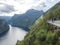 View on Geirangerfjord in Sunnmore region, Norway, one of the most beautiful fjords in the world, included on the UNESCO World