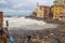 View of Genoa Boccadasse beach devasted after the storm of the night before, Italy.