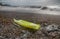 View of Genoa Sturla beach devasted after the storm of the night before. Here a destroyed canoe left on the shore