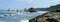 View of the geological formations of the wild beach of La GueirÃºa