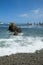 View of the geological formations of the wild beach of La GueirÃºa