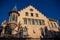 View of a geometric architectural building in the old town of Solsona in the province of Barcelona