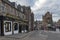 View from George IV Bridge towards Candlemaker Row Street alongside with historic buildings in Edinburgh, Scotland, UK