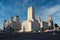 A view of the George`s Dock Building with the Port of Liverpool, Cunard and Liver Buildings