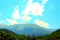 View at Gerosa Lake with Sibillini mountains in the background and azure sky