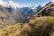 View from Gertrude Saddle towards Milford Sound in Fiordland National Park, New Zealand