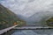 View of the Geyranger fjord in the rain