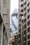 View of the Gherkin from a street in London