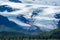 View of a giant glacier in Katmai National Park in Alaska in the mountains