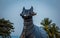 View of giant Nandhi statue in a temple  Kolar  Karnataka  India. Nandi is the gate-guardian deity of Kailasa  the abode of Lord