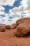 View of the giant rocks and the distant mountain range, Vermillion cliff range, Page, AZ, USA