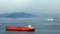 View from Gibraltar overlooking the harbor and in the distance Africa