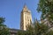 View of Giralda tower of Seville Cathedral of Saint Mary of the See Seville Cathedral  with oranges trees in the foreground