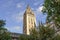 View of Giralda tower of Seville Cathedral of Saint Mary of the See Seville Cathedral  with oranges trees in the foreground