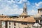 view of Girona with bell towet of Collegiate Church of Sant Feliu